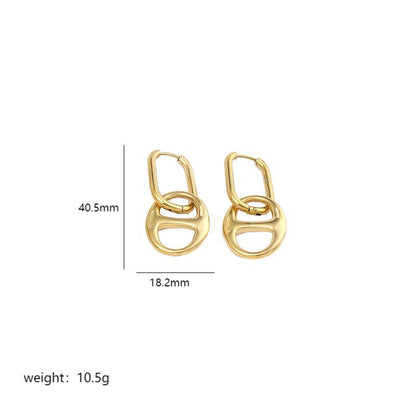 1 Pair Simple Style Geometric Polishing Plating Stainless Steel 18k Gold Plated Drop Earrings