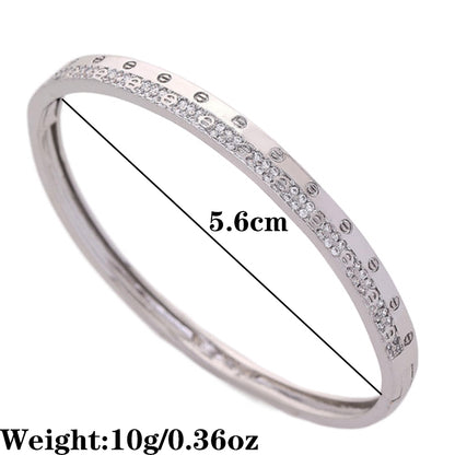 Commute Round Copper Plating Inlay Zircon 14k Gold Plated White Gold Plated Bangle