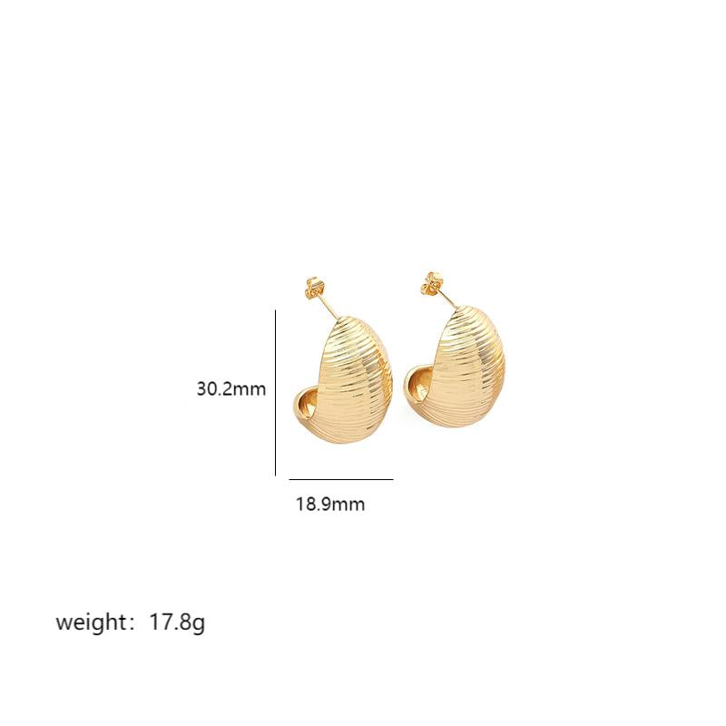 1 Pair Simple Style C Shape Plating Copper 18k Gold Plated Ear Studs