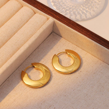 1 Pair Casual Vintage Style Round Plating Stainless Steel White Gold Plated Gold Plated Earrings