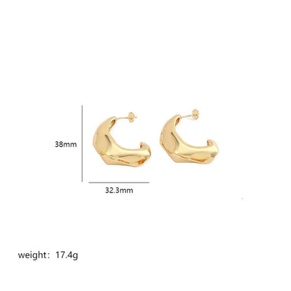 1 Pair Simple Style Commute Geometric Polishing Plating Copper 18k Gold Plated White Gold Plated Ear Studs