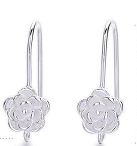 1 Pair Simple Style Flower Patchwork Sterling Silver Earrings