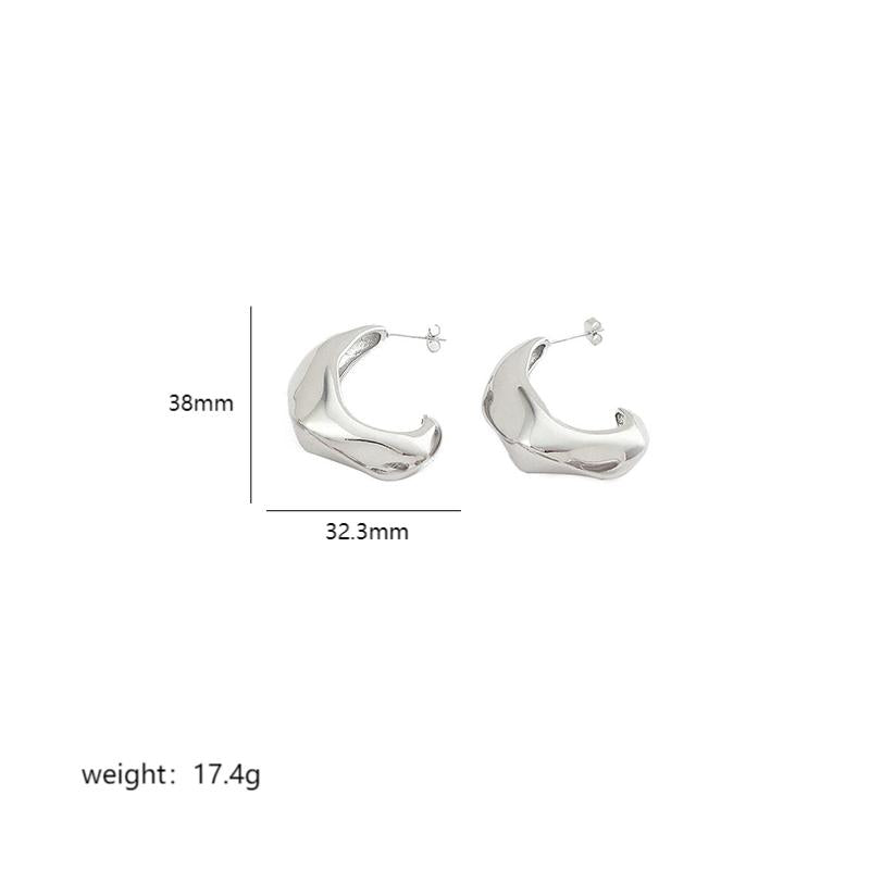 1 Pair Simple Style Commute Geometric Polishing Plating Copper 18k Gold Plated White Gold Plated Ear Studs