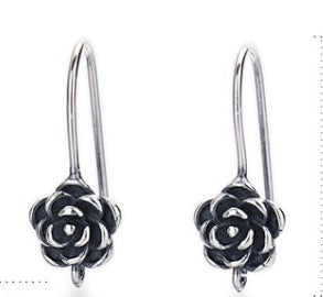 1 Pair Simple Style Flower Patchwork Sterling Silver Earrings