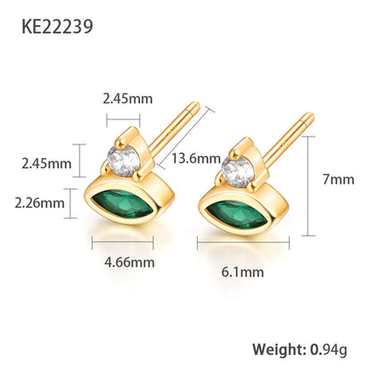 1 Pair Simple Style Eye Plating Inlay Sterling Silver Zircon 18k Gold Plated White Gold Plated Ear Studs