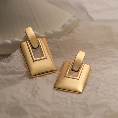 1 Pair Simple Style Commute Square Plating Copper 18k Gold Plated Drop Earrings