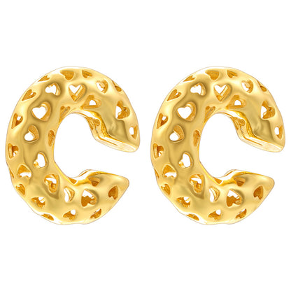 1 Pair Casual Vintage Style Simple Style C Shape Plating Copper 18k Gold Plated Earrings