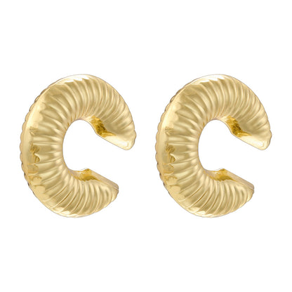 1 Pair Casual Vintage Style Simple Style C Shape Plating Copper 18k Gold Plated Earrings