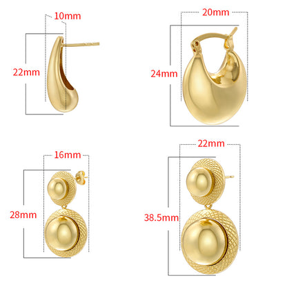 1 Pair Casual Vintage Style Simple Style Water Droplets Plating Copper 18k Gold Plated Drop Earrings