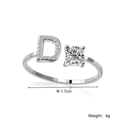 Casual Letter Alloy Inlay Rhinestones Women's Rings