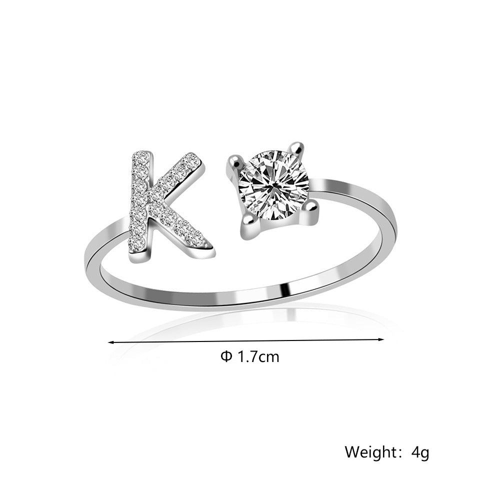 Casual Letter Alloy Inlay Rhinestones Women's Rings