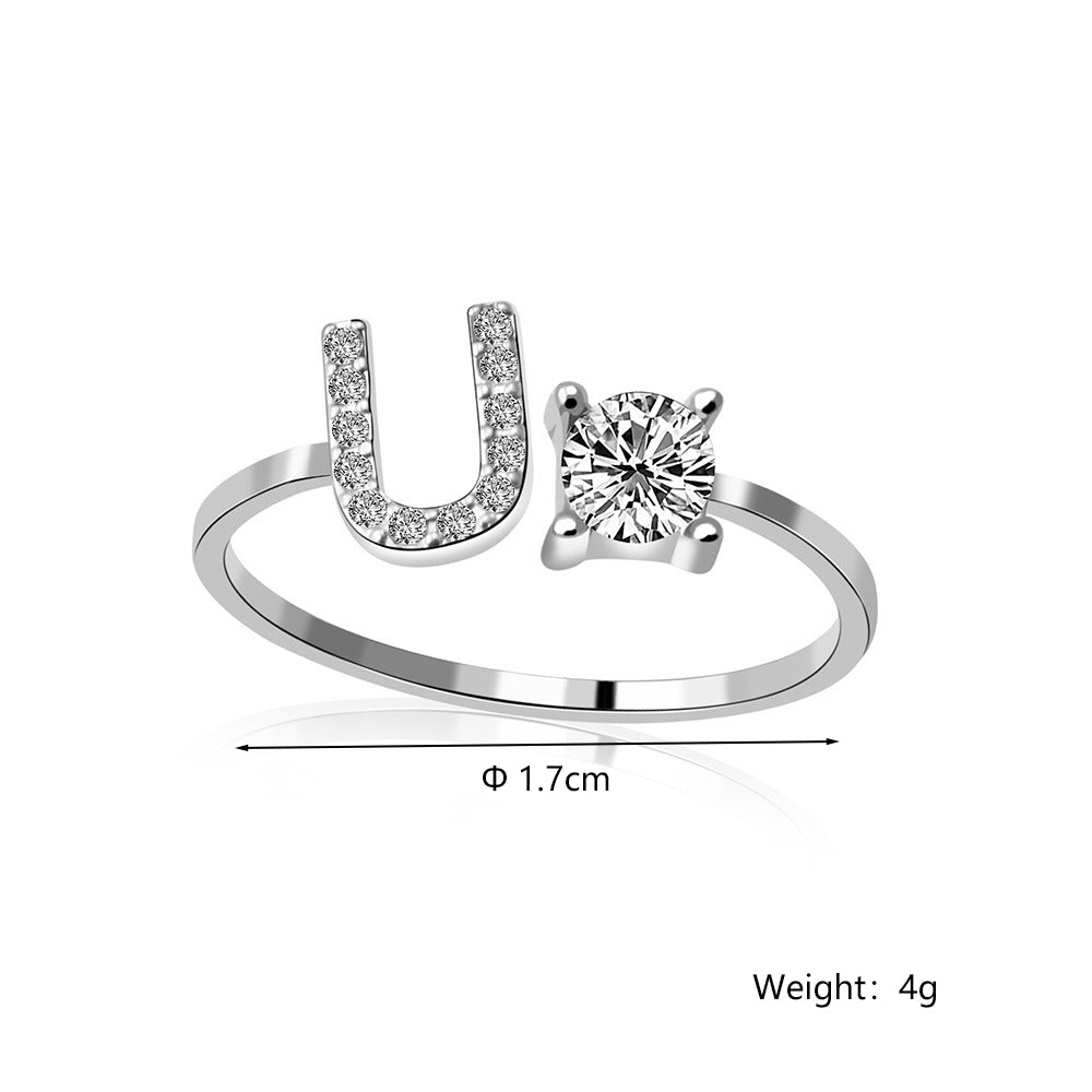 Casual Letter Alloy Inlay Rhinestones Women's Rings