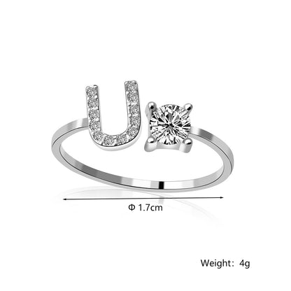 Casual Letter Alloy Inlay Rhinestones Women's Rings