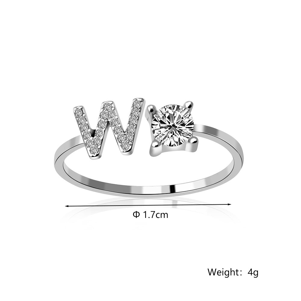 Casual Letter Alloy Inlay Rhinestones Women's Rings