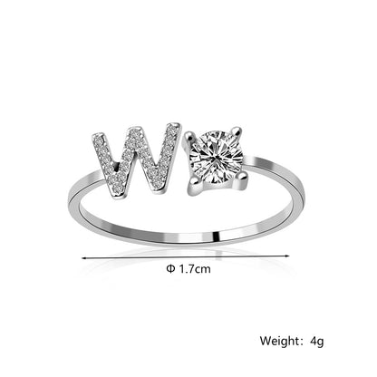 Casual Letter Alloy Inlay Rhinestones Women's Rings