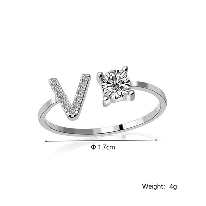 Casual Letter Alloy Inlay Rhinestones Women's Rings