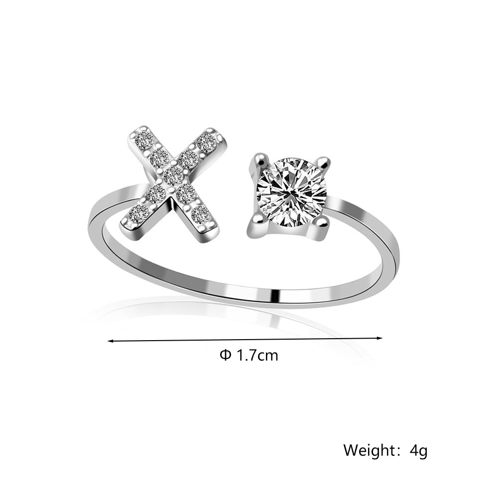 Casual Letter Alloy Inlay Rhinestones Women's Rings