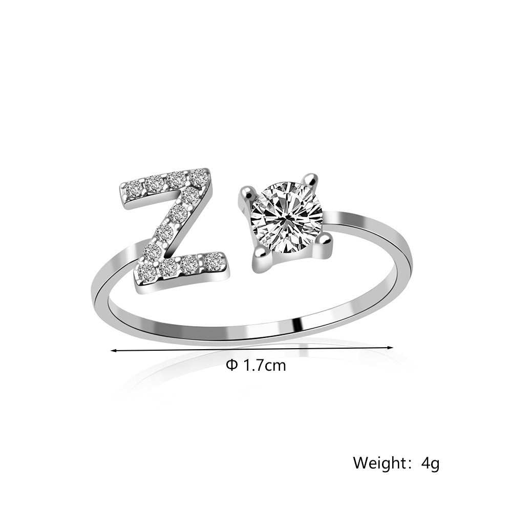 Casual Letter Alloy Inlay Rhinestones Women's Rings