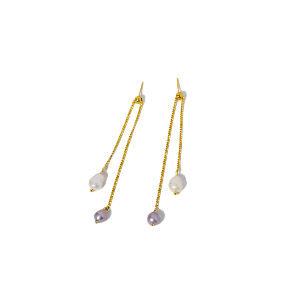 1 Pair Elegant Simple Style Geometric Tassel Freshwater Pearl 18k Gold Plated Drop Earrings