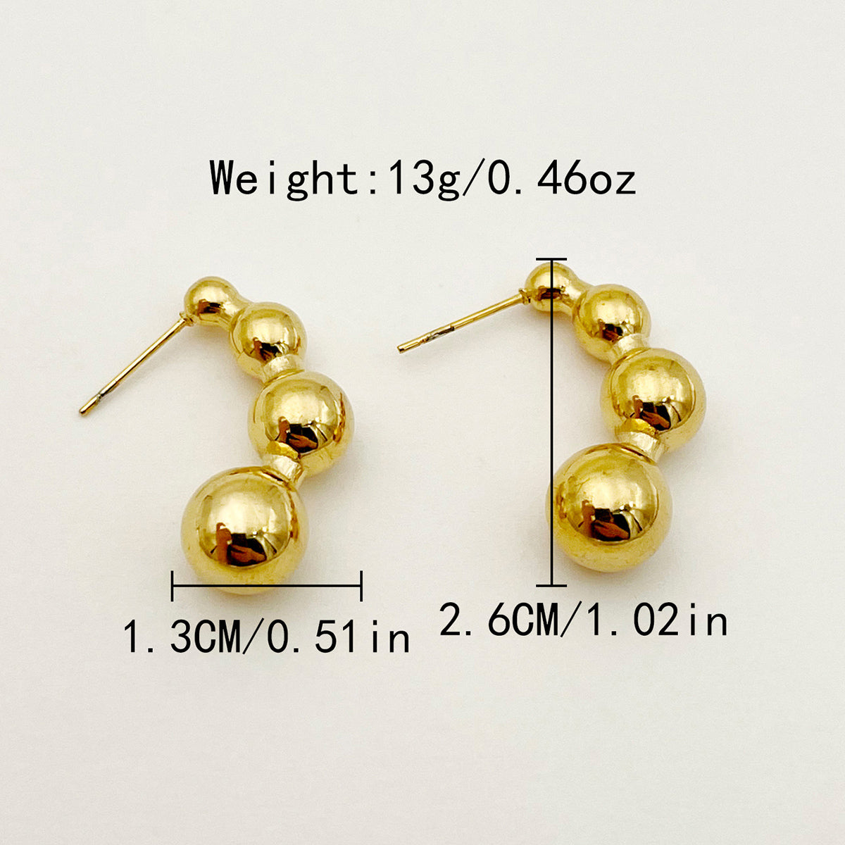 1 Pair Modern Style Artistic Commute Round Plating Stainless Steel Gold Plated Ear Studs