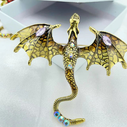 Cartoon Style Dragon Alloy Enamel Inlay Rhinestones Unisex Brooches