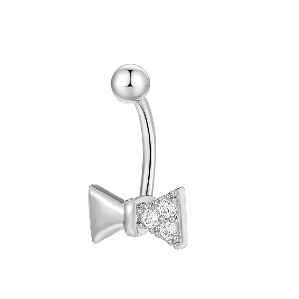 Sexy Bow Knot Copper Zircon Belly Ring In Bulk