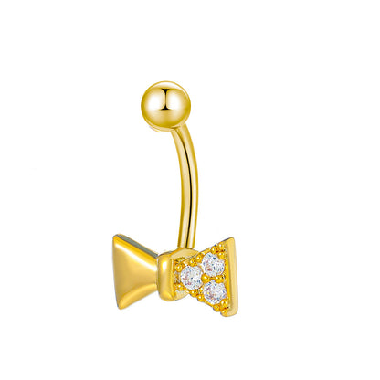 Sexy Bow Knot Copper Zircon Belly Ring In Bulk