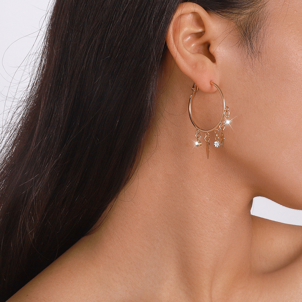 1 Pair Modern Style Simple Style Round Alloy Hoop Earrings