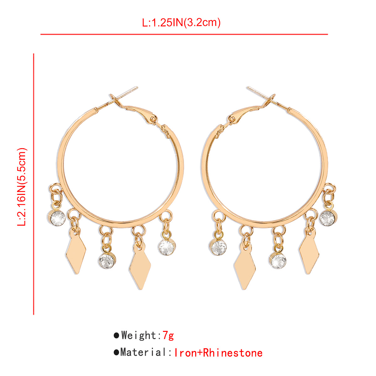 1 Pair Modern Style Simple Style Round Alloy Hoop Earrings