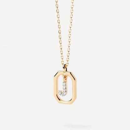 Simple Style Letter Sterling Silver Plating Inlay Zircon 18k Gold Plated Pendant Necklace