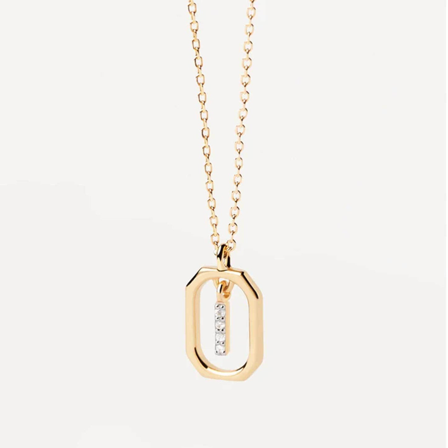 Simple Style Letter Sterling Silver Plating Inlay Zircon 18k Gold Plated Pendant Necklace