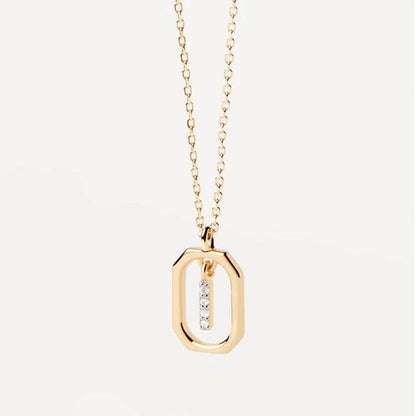 Simple Style Letter Sterling Silver Plating Inlay Zircon 18k Gold Plated Pendant Necklace