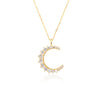 Simple Style Moon Sterling Silver Plating Inlay Zircon 18k Gold Plated White Gold Plated Pendant Necklace