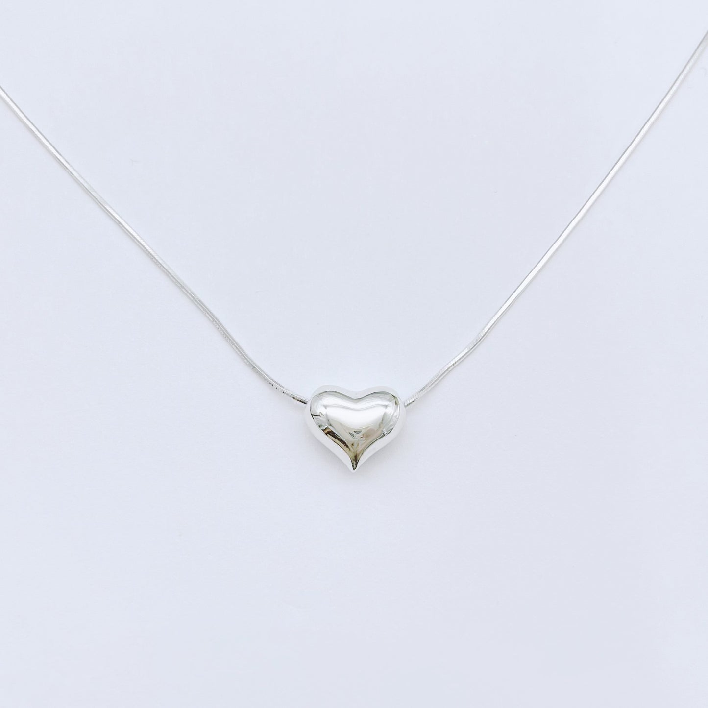 Simple Style Heart Shape Sterling Silver Pendant Necklace