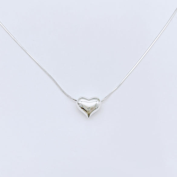 Simple Style Heart Shape Sterling Silver Pendant Necklace