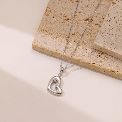 Sweet Simple Style Heart Shape Stainless Steel Plating White Gold Plated Gold Plated Pendant Necklace