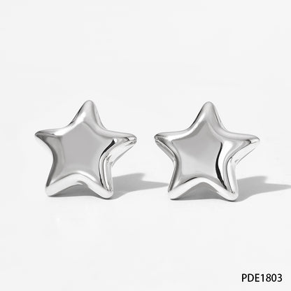 Simple Style Classic Style Star Stainless Steel Polishing Plating 14k Gold Plated White Gold Plated Gold Plated Earrings Necklace