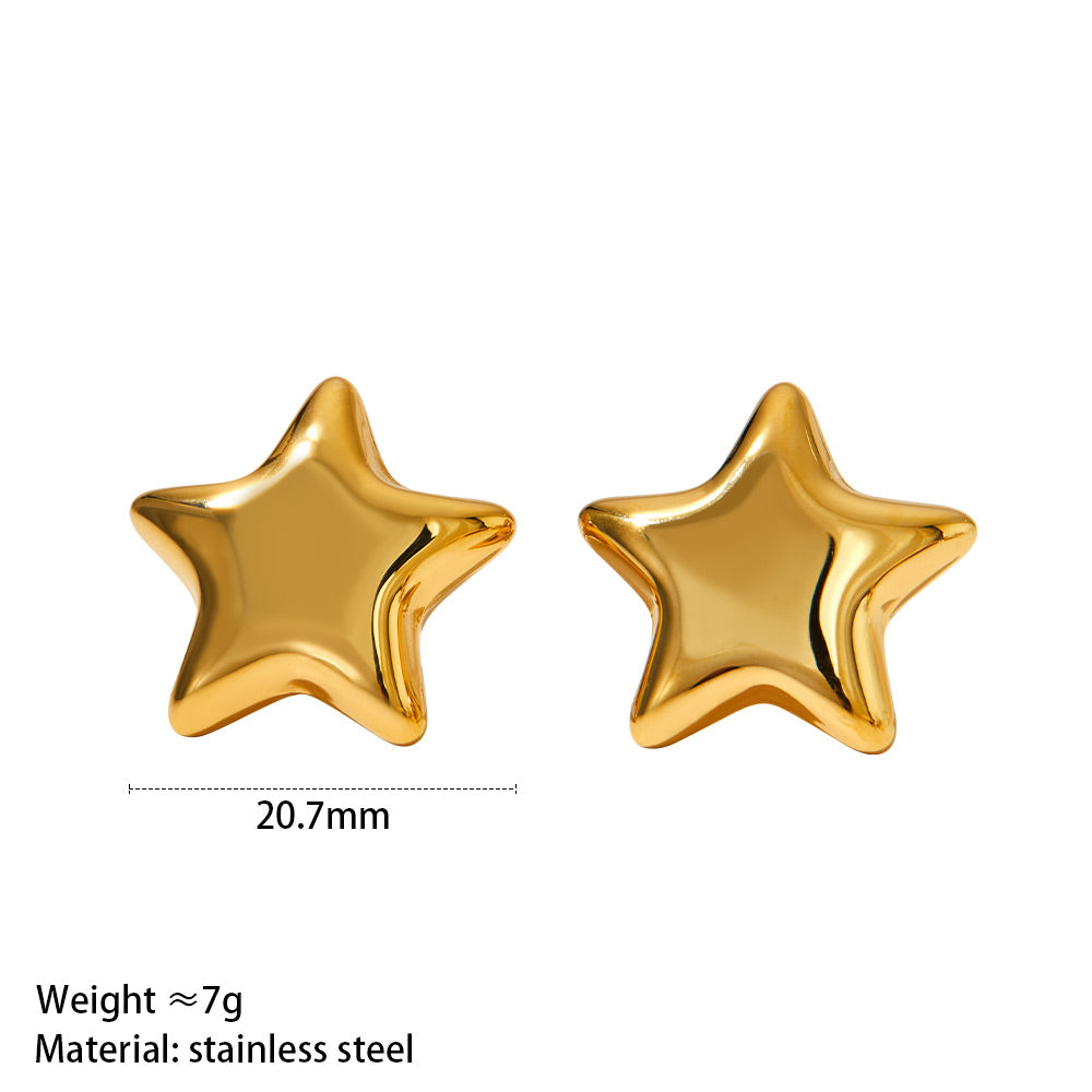 Simple Style Classic Style Star Stainless Steel Polishing Plating 14k Gold Plated White Gold Plated Gold Plated Earrings Necklace