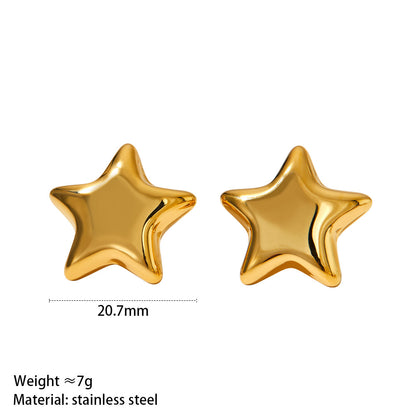 Simple Style Classic Style Star Stainless Steel Polishing Plating 14k Gold Plated White Gold Plated Gold Plated Earrings Necklace