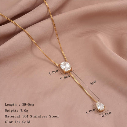 Ig Style Elegant Simple Style Round Stainless Steel Plating Inlay Zircon 14k Gold Plated Pendant Necklace