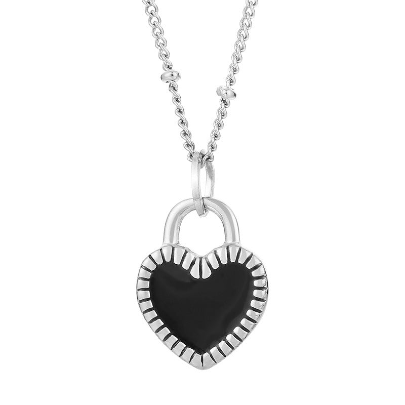 Simple Style Heart Shape Titanium Steel Inlay Resin Pendant Necklace