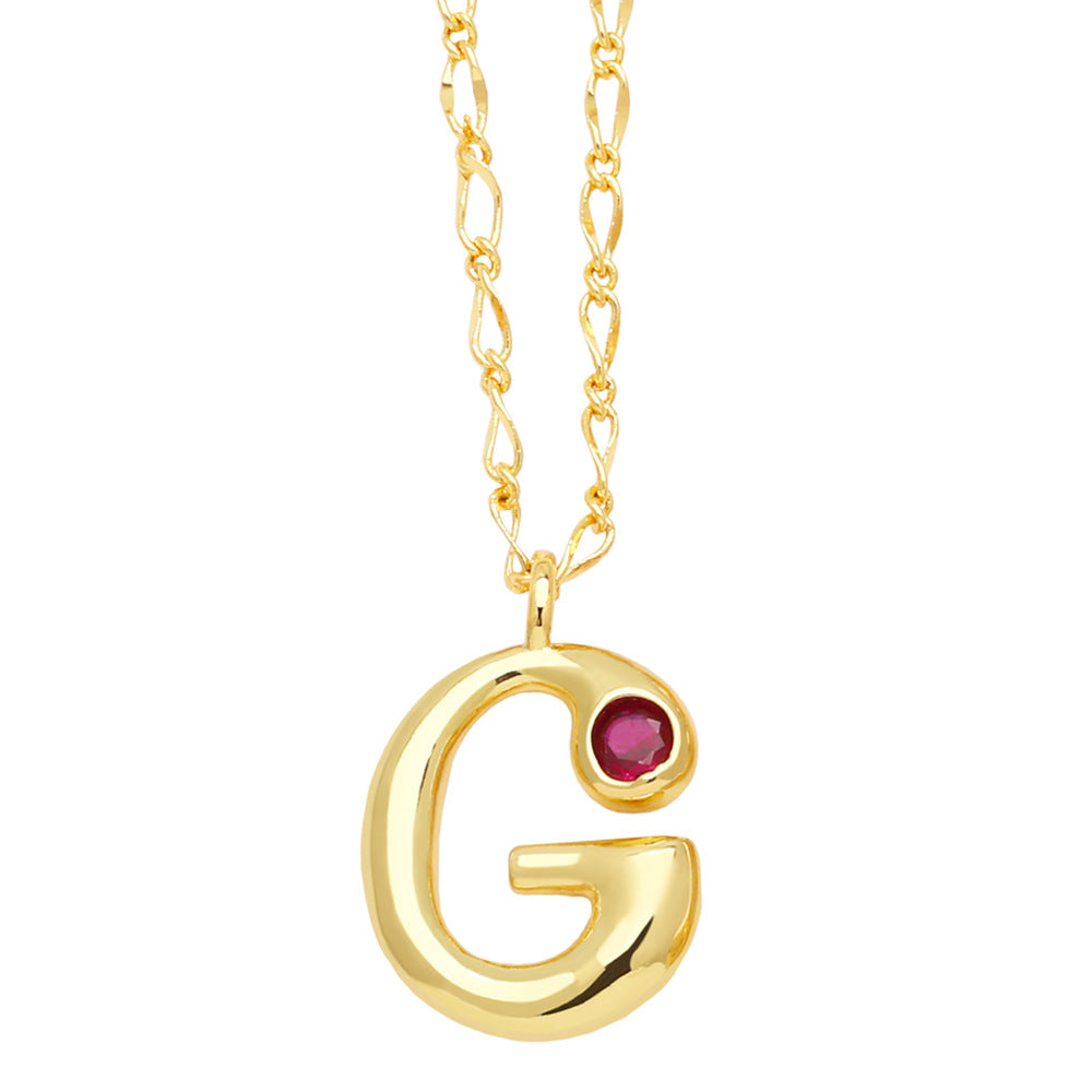 Simple Style Letter Copper Plating Inlay Zircon Pendant Necklace