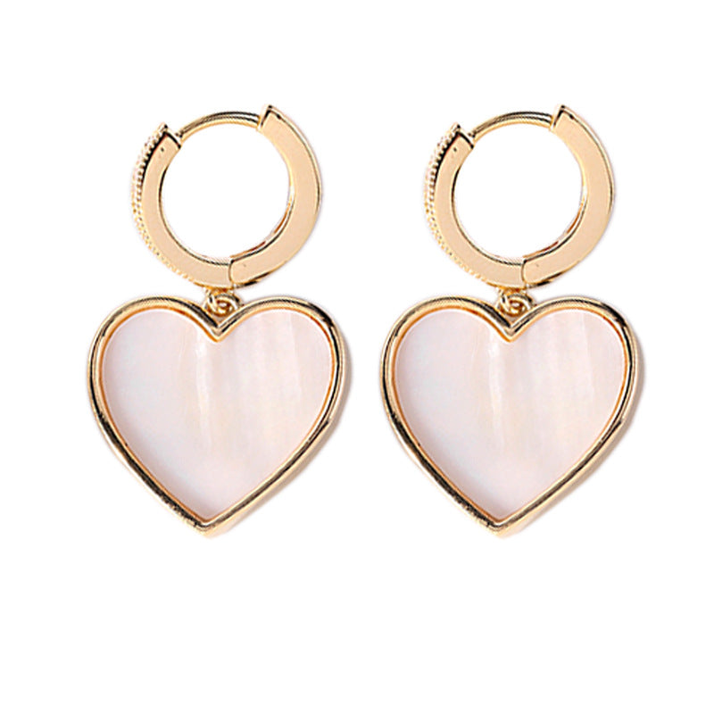 1 Pair Sweet Heart Shape Plating Inlay Copper Artificial Gemstones Drop Earrings