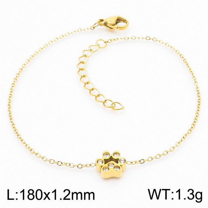 Simple Style Korean Style Animal Paw Print Titanium Steel Plating Bracelets Earrings Necklace