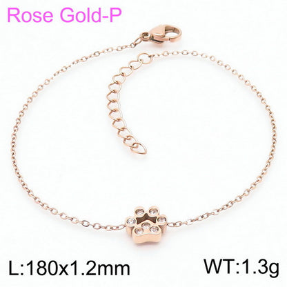 Simple Style Korean Style Animal Paw Print Titanium Steel Plating Bracelets Earrings Necklace