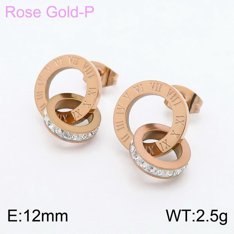 Fashion Letter Stainless Steel Plating Zircon Earrings 1 Pair