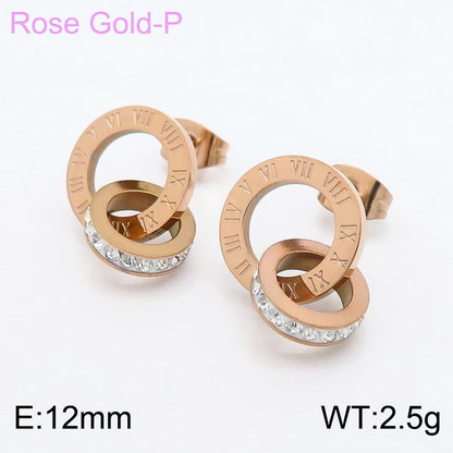 Fashion Letter Stainless Steel Plating Zircon Earrings 1 Pair