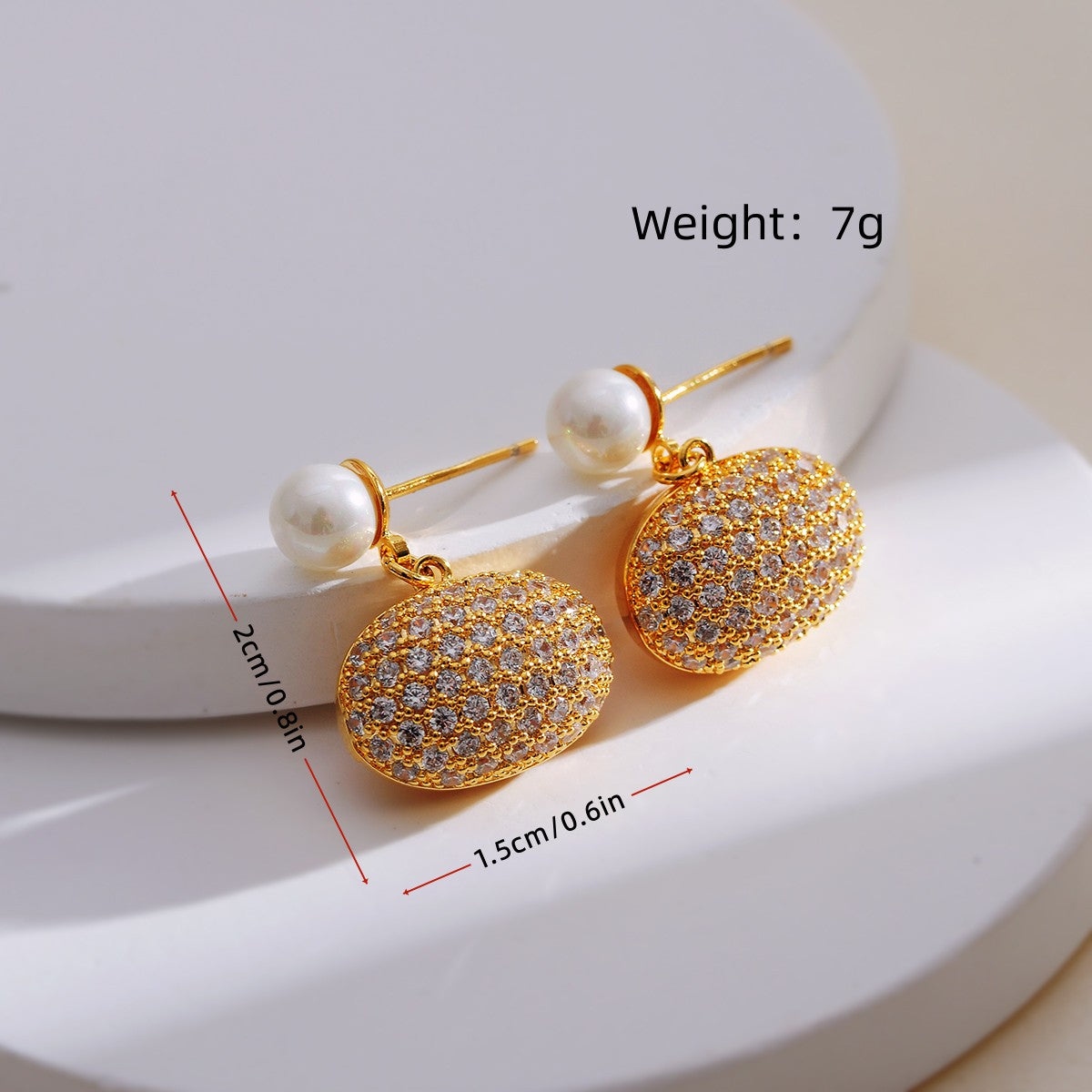 1 Pair Elegant Round Plating Inlay Copper Artificial Gemstones 18k Gold Plated Drop Earrings