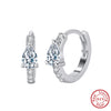 1 Pair Simple Style Round Eye Polishing Plating Inlay Sterling Silver Zircon White Gold Plated Earrings