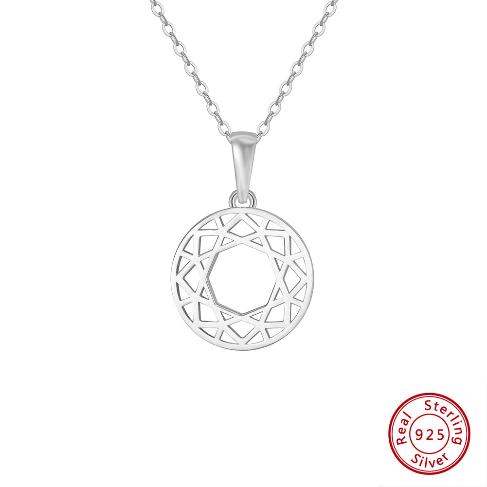 Simple Style Geometric Round Sterling Silver Plating Hollow Out 14k Gold Plated Silver Plated Pendant Necklace